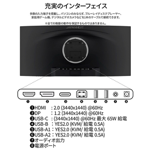 JAPANNEXT 34型液晶ディスプレイ JN-IPSC34UWQHDR-C65W-H-イメージ5