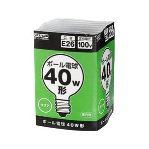 ヤザワ 40W形・E26口金 ボール電球 クリア 1個入り GC100V38W95-イメージ1