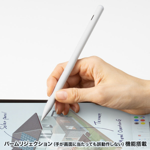 サンワサプライ Apple iPad専用充電式極細タッチペン ホワイト PDA-PEN56W-イメージ3