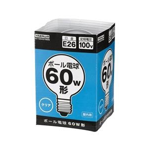 ヤザワ 60W形・E26口金 ボール電球 クリア 1個入り GC100V57W95-イメージ1