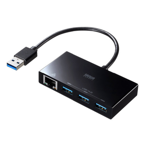 サンワサプライ USB3．2 Gen1 ハブ付き ギガビットLANアダプタ USB-3H322BKN-イメージ1