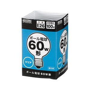 ヤザワ 60W形・E26口金 ボール電球 クリア 1個入り GC100V57W70-イメージ1