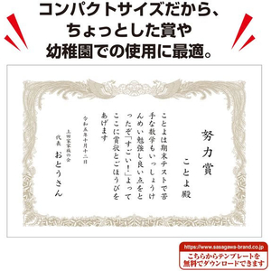 タカ印 ミニ賞状用紙 はがき判 縦書用 10枚 FCU7866-10-1520-イメージ4