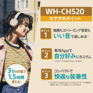 SONY ワイヤレスステレオヘッドセット ベージュ WH-CH520 C-イメージ4