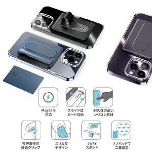 momo stick Mag Card Grip MagSafe対応カードケース付きグリップスタンド ネイビー MMS25296-イメージ5