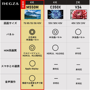 REGZA 55V型4Kチューナー内蔵4K対応液晶テレビ M550Mシリーズ 55M550M-イメージ3