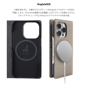 ABBI SIGNATURE iPhone 16 Pro用シュランケンカーフ MagSafe対応ダイアリーケース エトープ ABS27299I16PR-イメージ7