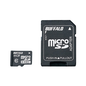 BUFFALO 高速microSDHCメモリーカード(Class10・16GB)アダプター付 RMSD-16GC10AB-イメージ1