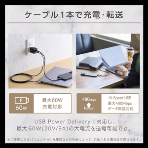 エレコム ILMF Hi-Speed USBケーブル(USB Type-C - USB Type-C/認証品/L) ブラック U2C-CCL20NBK-IL-イメージ3