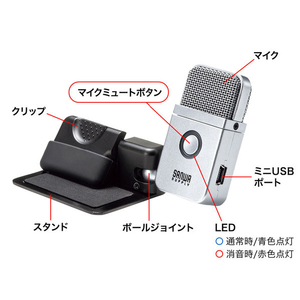 サンワサプライ ポータブルUSBマイク MM-MCU10SV-イメージ8