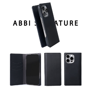 ABBI SIGNATURE iPhone 16 Pro Max用LISCIO イタリアンレザー MagSafe対応ダイアリーケース ブラック ABS27312I16PM-イメージ3