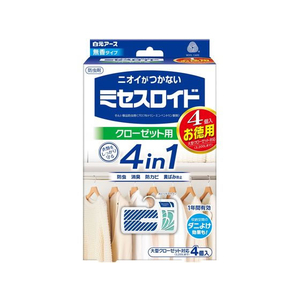 白元アース ニオイがつかないミセスロイド クローゼット用 1年 4個 FCR3822-イメージ1