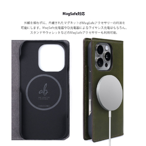 ABBI SIGNATURE iPhone 16 Pro Max用LISCIO イタリアンレザー MagSafe対応ダイアリーケース ボーネ ABS27316I16PM-イメージ7