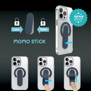 momo stick iPhone 15 Plus用Mag Grip レンズガード一体型クリアケース ブラック MMS25317I15PL-イメージ4