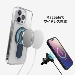 momo stick iPhone 15 Plus用Mag Grip レンズガード一体型クリアケース ブラック MMS25317I15PL-イメージ7