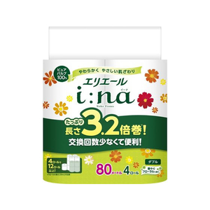 大王製紙 エリエール イーナ トイレットティシュー 3.2倍巻 ダブル 4ロール FC790NV-142776-イメージ1