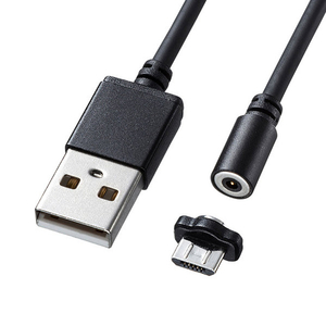 サンワサプライ 超小型Magnet脱着式microUSBケーブル 1m ブラック KU-CMG1-イメージ1