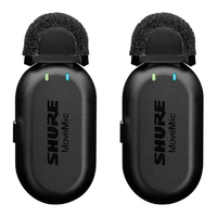 SHURE MoveMic Oneクリップオン・ワイヤレスマイクロホン2本入り、充電ケース付 MOTIVシリーズ ブラック MV-TWO-J-Z6