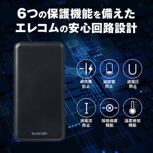 エレコム USB PD20Wモバイルバッテリー(10000mAh/USB PD準拠/C×1+A×1) ブラック EC-C03BK-イメージ8