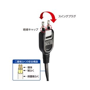 サンワサプライ ACアダプタ専用電源延長コード（3分岐・2P・3個口） ブラック TAP-EX3BKN-イメージ3