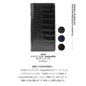 ABBI SIGNATURE iPhone 16 Pro Max用LIPARI イタリアンレザー MagSafe対応ダイアリーケース ブラック ABS27349I16PM-イメージ4