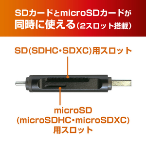 ミヨシ SDカードリーダ・ライタ USB3．2Gen1対応 USB Type-C/USB-A ブラック USR-CSD4/BK-イメージ5