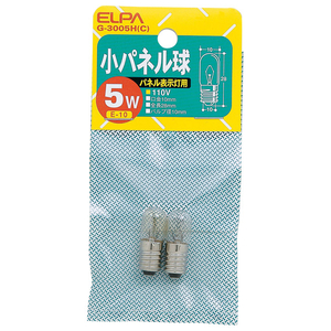 エルパ 小パネル球 E10口金 5W クリア 2個入 G-3005H(C)-イメージ1