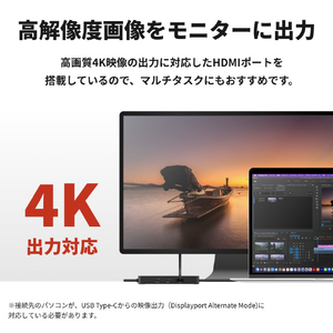 バッファロー Type-C接続 ドッキングステーション PD対応 CR付 ブラック LUD-U3-CGCBK-イメージ3