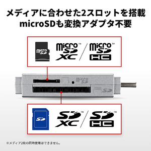 BUFFALO USB3．0 Type-C接続カードリーダーSD用直挿し シルバー BSCR120U3CSV-イメージ3