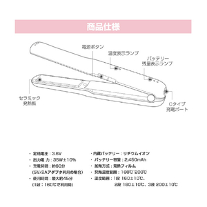 Coolean コードレス ミニヘアアイロン ネコ ピンク MS-CL22383PK-イメージ18