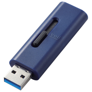 エレコム スライド式USB3．2(Gen1)メモリ 32GB ブルー MF-SLU3032GBU-イメージ1