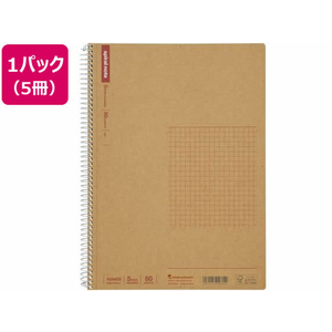 マルマン スパイラルノート ベーシック 5mm方眼罫 80枚 5冊 F042853-N246ES-イメージ1