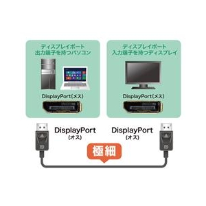 サンワサプライ DisplayPortケーブル（2m） ブラック KC-DP2K-イメージ2