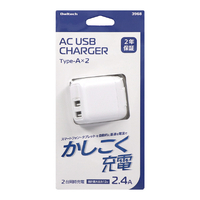 オウルテック AC充電器 最大12W出力 A×2 ホワイト OWL-AC12WA2-RWH