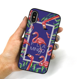 Dparks iPhone XS/X用ケース ブラックケース FLAMINGO SQUARE ブルー DS10399I8-イメージ2