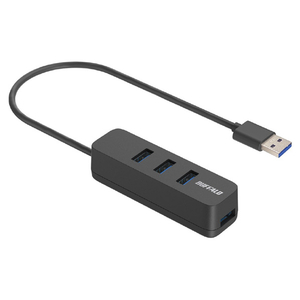 BUFFALO USB-A 3．2Gen1バスパワー上挿しハブ 磁石付 ブラック BSH4U320U3BK-イメージ1