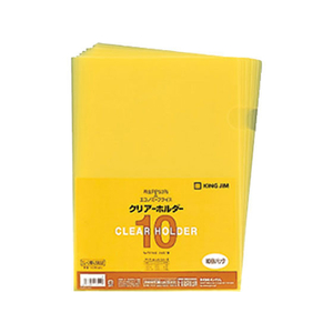 キングジム クリアーホルダー A4タテ 黄 10枚 FC04410-735N10ｷｲ-イメージ1