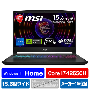 MSI ノートパソコン Katana 15 B12V ブラック KATANA-15-B12VGK-039JP-イメージ1