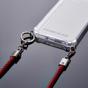 PHONECKLACE iPhone 12 mini用ロープショルダーストラップ付きクリアケース ダークレッド PC20422I12MN-イメージ16