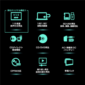 ASTEX 7インチポータブルDVDプレーヤー ホワイト AS-7N01-イメージ4