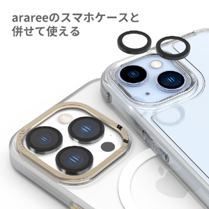 araree iPhone 15/15 Plus用カメラ専用強化ガラスフィルム core MR メタルリング AR25425I15-イメージ14