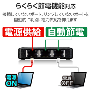 エレコム Giga対応3ポートスイッチ(プラ筐体/ACアダプター/小型) ブラック EHC-G03PA2-SB-イメージ5