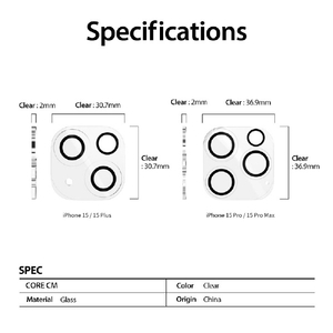 araree iPhone 15 Pro/15 Pro Max用カメラ専用強化ガラスフィルム core CM クリア AR25434I15PR-イメージ13