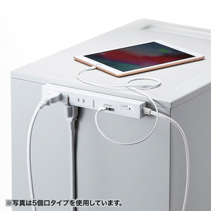 サンワサプライ スリムタップUSB充電機能付き(8個口・1m) TAP-SLIM8U-1-イメージ2