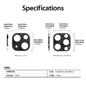 araree iPhone 15 Pro/15 Pro Max用カメラ専用強化ガラスフィルム core CM メタルシルバー AR25436I15PR-イメージ14