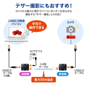 サンワサプライ USB2．0エクステンダー(2ポートハブ付き) USB-EXSET3-イメージ15