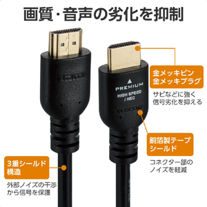 エレコム プレミアムハイスピードHDMI(R)ケーブル(1m) ブラック CAC-HDP10BK2-イメージ5