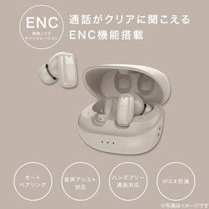 ニトリ 完全ワイヤレスイヤフォン e angle select モカ ﾜｲﾔﾚｽｲﾔﾎﾝBTE-BA01MO-イメージ2