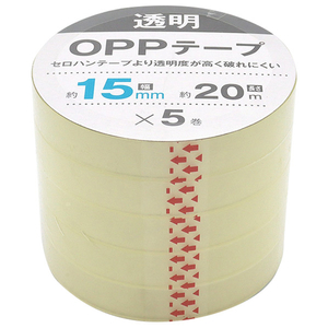 サンノート OPPテープ 15mm×20m 5P クリア 1451OPPﾃ-ﾌﾟ-イメージ1