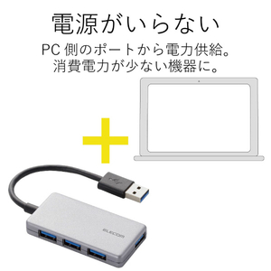 エレコム 4ポートUSB3．0ハブ(コンパクトタイプ) シルバー U3H-A416BSV-イメージ5